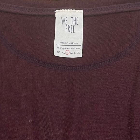 We The Free Free People S Oversized V-Neck Top | Wine Soft Boho Tee T-shirt - Picture 5 of 8